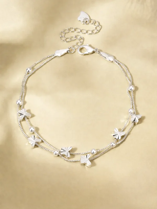 Pulsera Mariposas y Perlas Ajustable