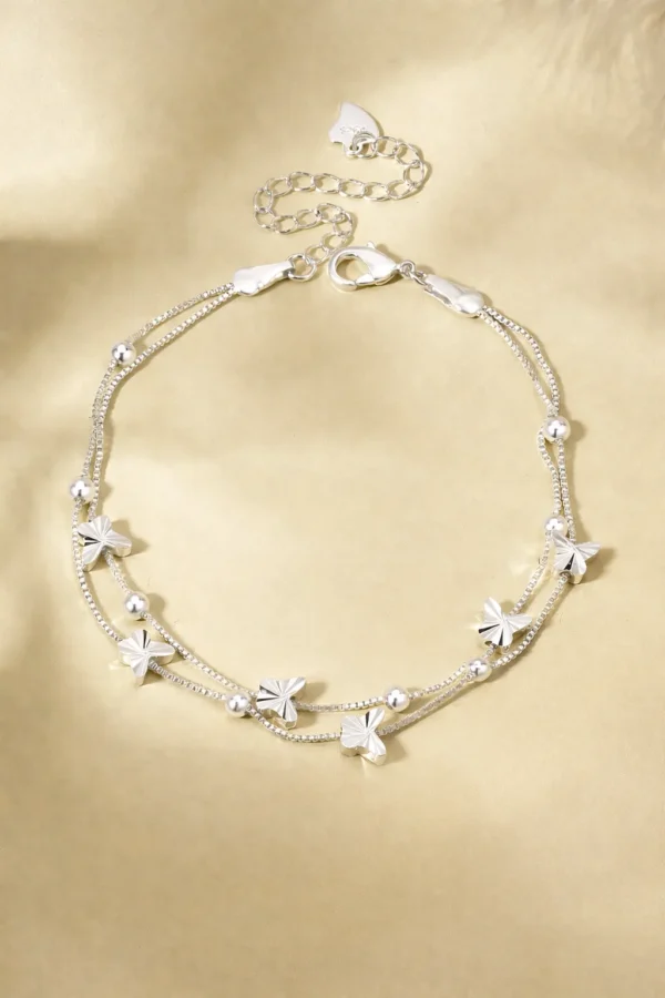 Pulsera Mariposas y Perlas Ajustable