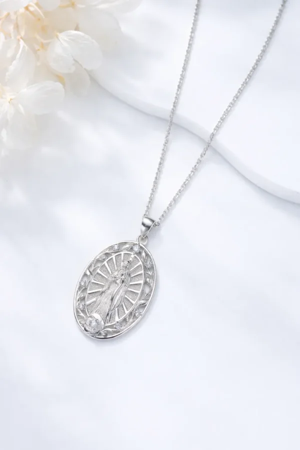 Collar con medalla la virgen de guadalupe 925 plata mujer plateado