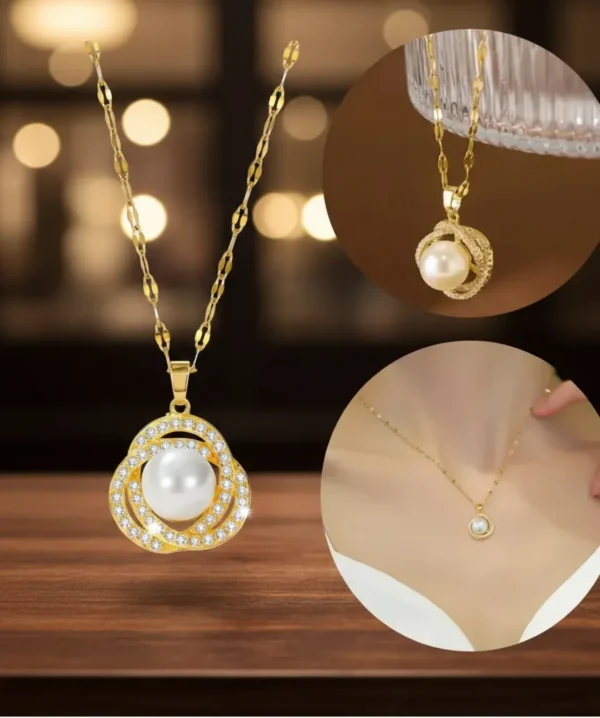 Collar Con Colgante De Perla Flor