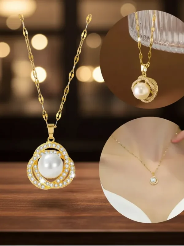 Collar Con Colgante De Perla Flor