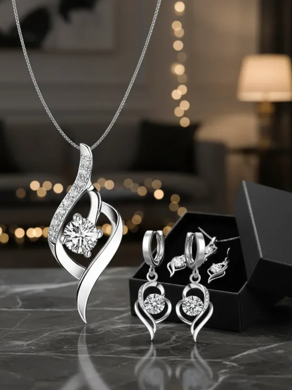 Conjunto De Joyas De Plata 925 Para Mujer En Forma De Corazón