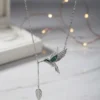Collar Colibrí Plata 925 Dije Verde Circonita Cadena Ajustable 45cm