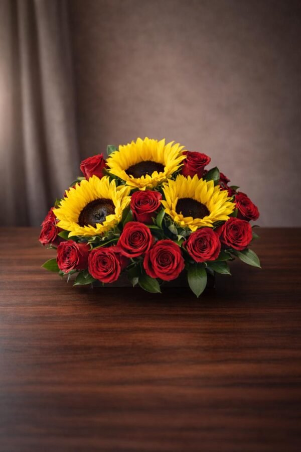 IMG_0429 Amor con raíces (15 rosas y 3 girasoles)