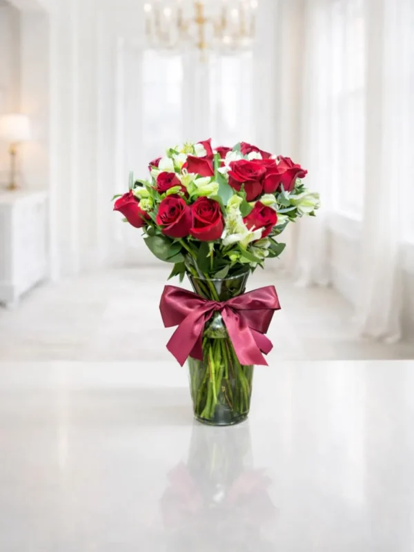 Romance de rosas (18 rosas y 10 alstroemerias)