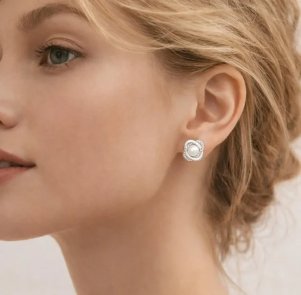 Aretes de Plata 925 con Perla para Mujer