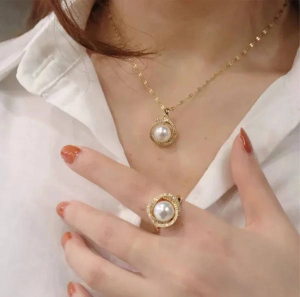 Collar Con Colgante De Perla Flor