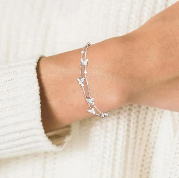 Pulsera Mariposas y Perlas Ajustable