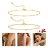 Pulsera de 2 pzs con perlas, mujer ajustable.