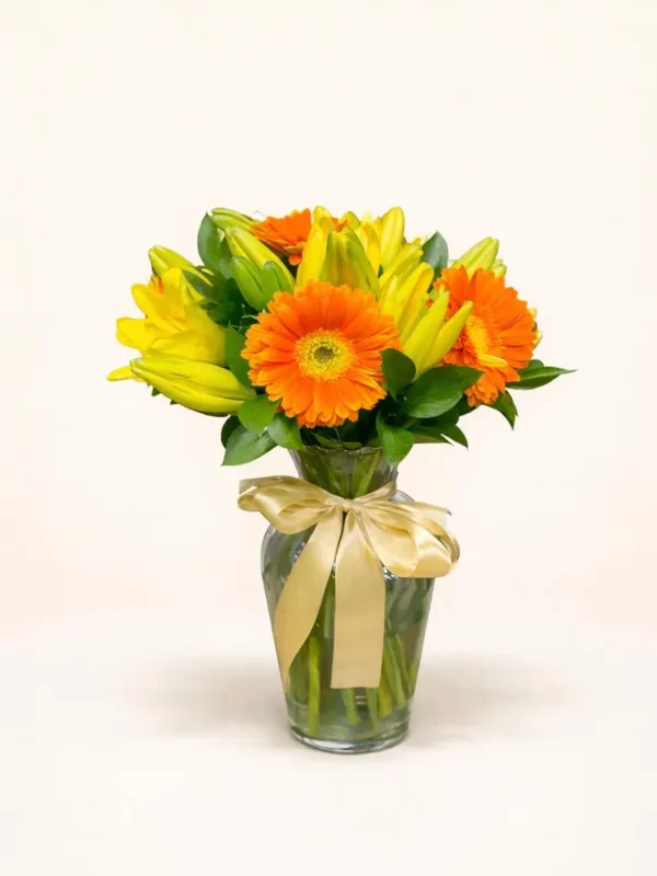 Amanecer floral (5 lilis y 5 gerberas)