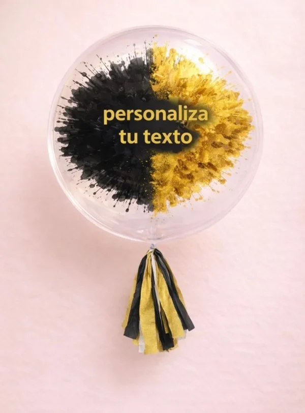 Globo burbuja bicolor (negro y dorado)
